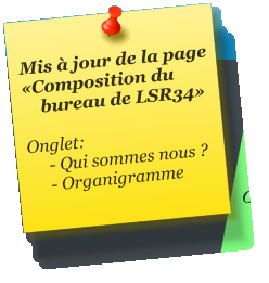 Mis � jour de la page �Composition du       bureau de LSR34�  Onglet:      - Qui sommes nous ?      - Organigramme
